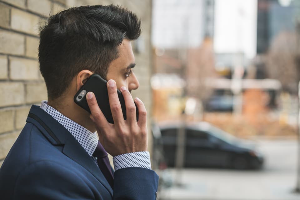 A man taking a phone call.